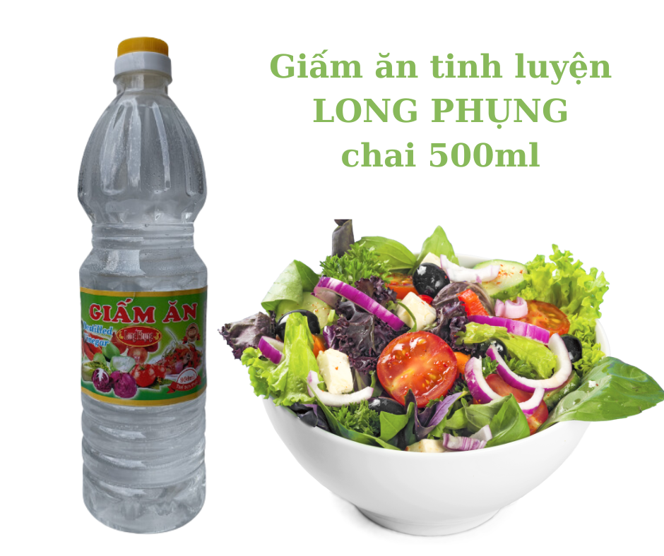 Dấm Tinh Luyện Long Phụng - Thùng 12 Chai x 960ml/chai - Dấm sử dụng gia vị nấu ăn, pha nước chấm, làm gỏi, ngâm chua.