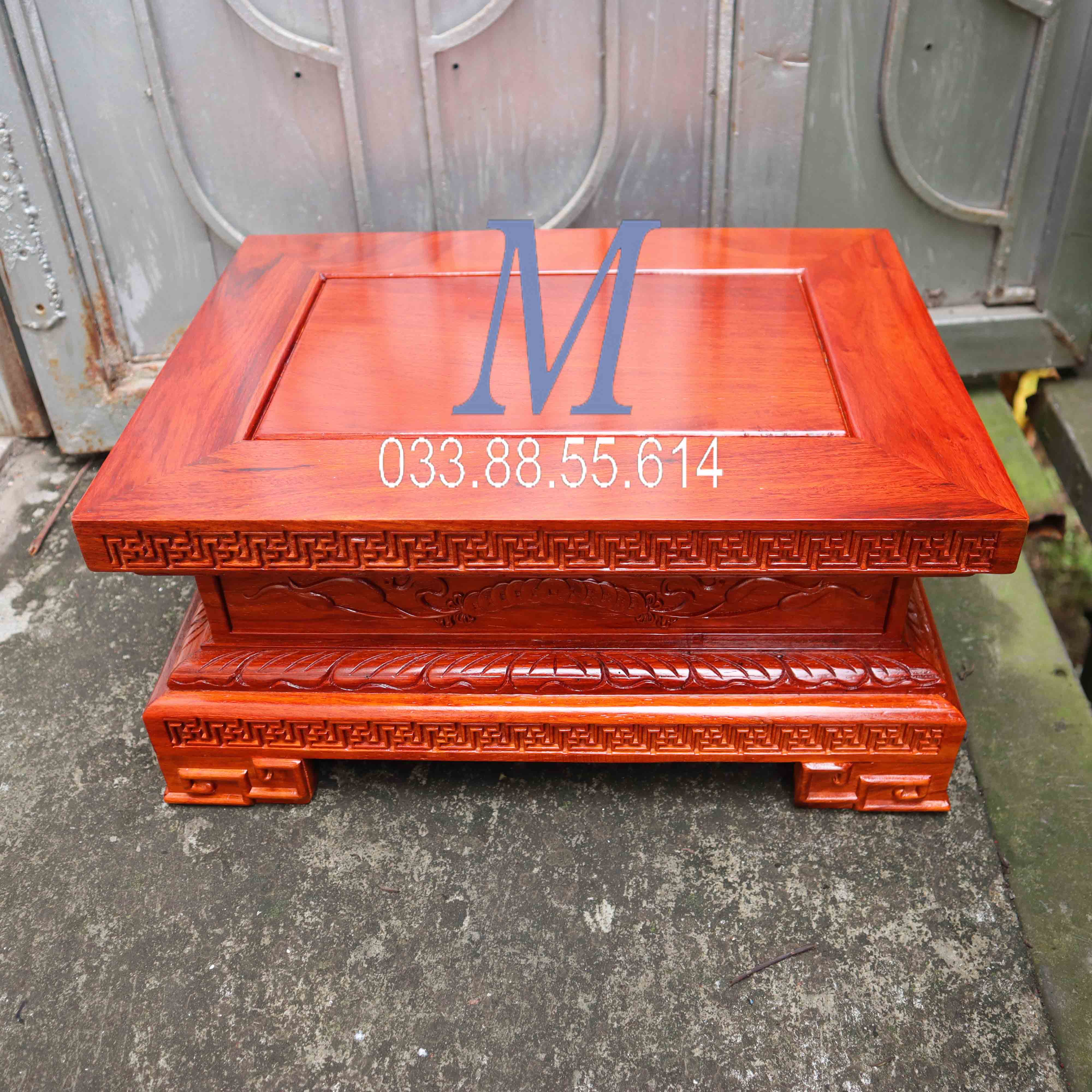 Đế chân loa chữ nhật gỗ hương mặt 40 rộng 30 cao 20