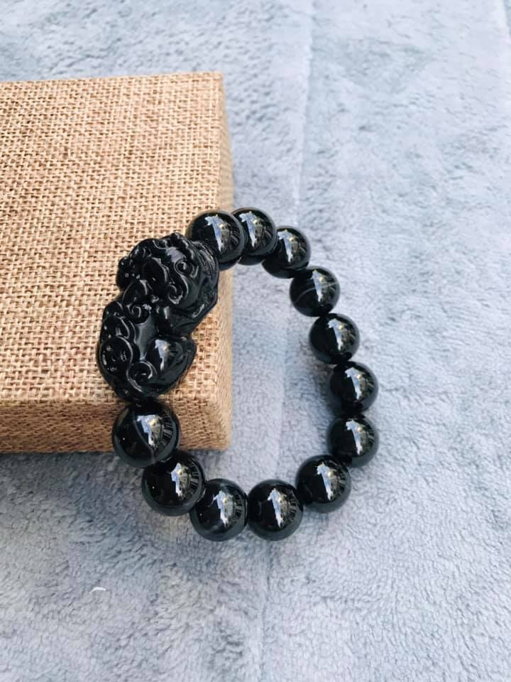 [HCM]VÒNG TỲ HƯU ĐÁ MÃ NÃO ĐEN 14LY ĐẾN 16LY