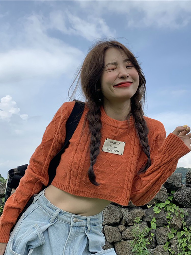 SẴN✧ Áo len sweater croptop tay dài phong cách ulzzang Hàn Quốc ATD016 Xưởng Của Vi
