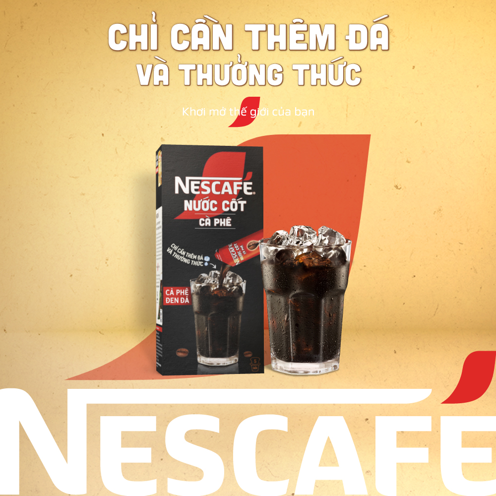 [ƯU ĐÃI THÁNG 6] NESCAFÉ Nước Cốt Cà Phê vị Café Đen Đá (Hộp 5 Gói)- FUJJI