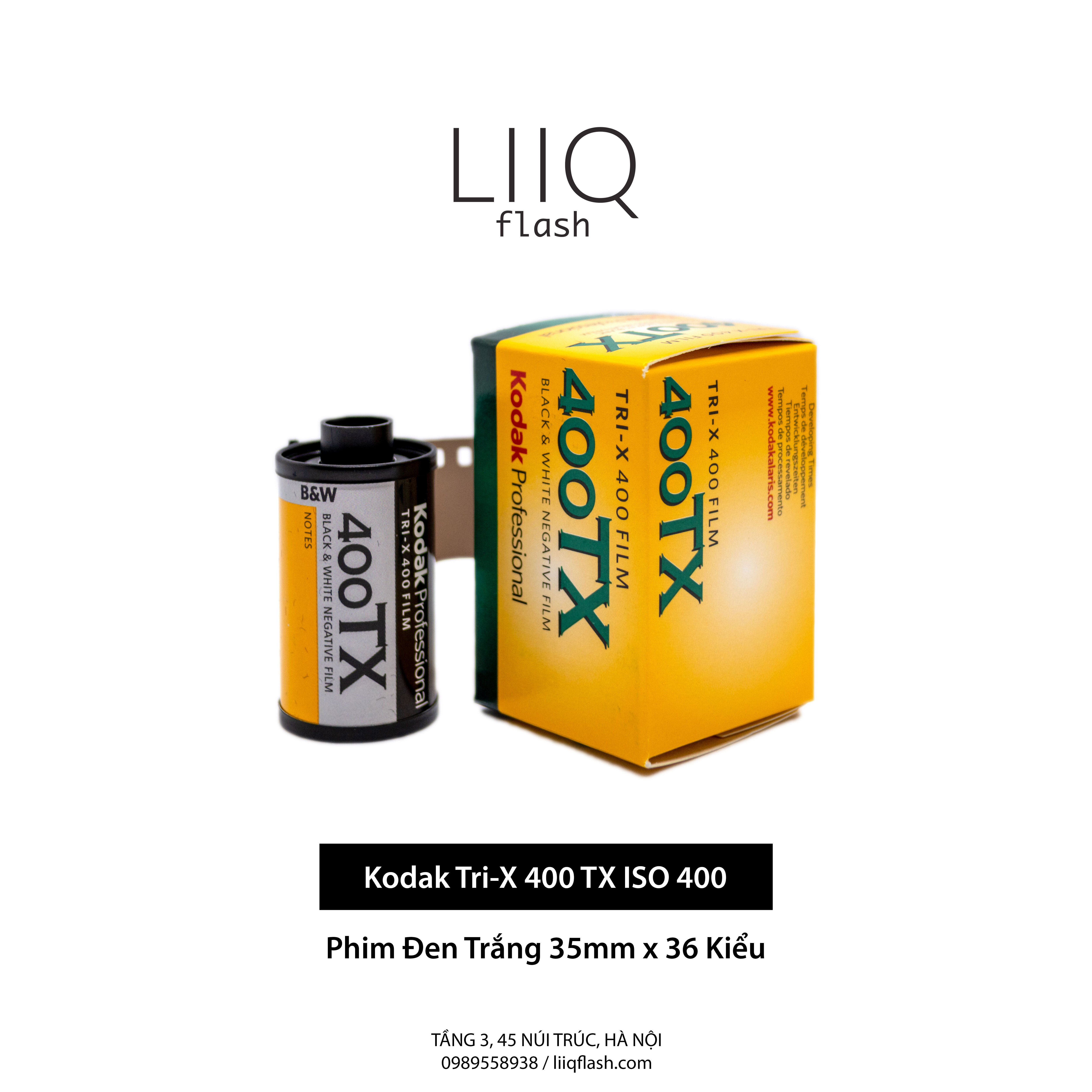 Phim Kodak Tri-X 400 TX ISO 400, Đen Trắng B&W, 135 35mm x 36 Kiểu