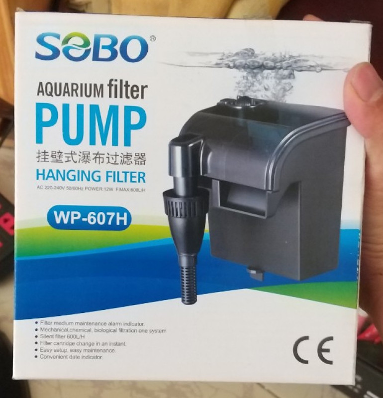 Máy Lọc Thác Hồ Cá Sobo WP-607H kèm lọc váng CÔNG SUẤT 12W dành cho hồ cá, hồ thủy sinh nhỏ, VUI LÒNG XEM KỸ MÔ TẢ