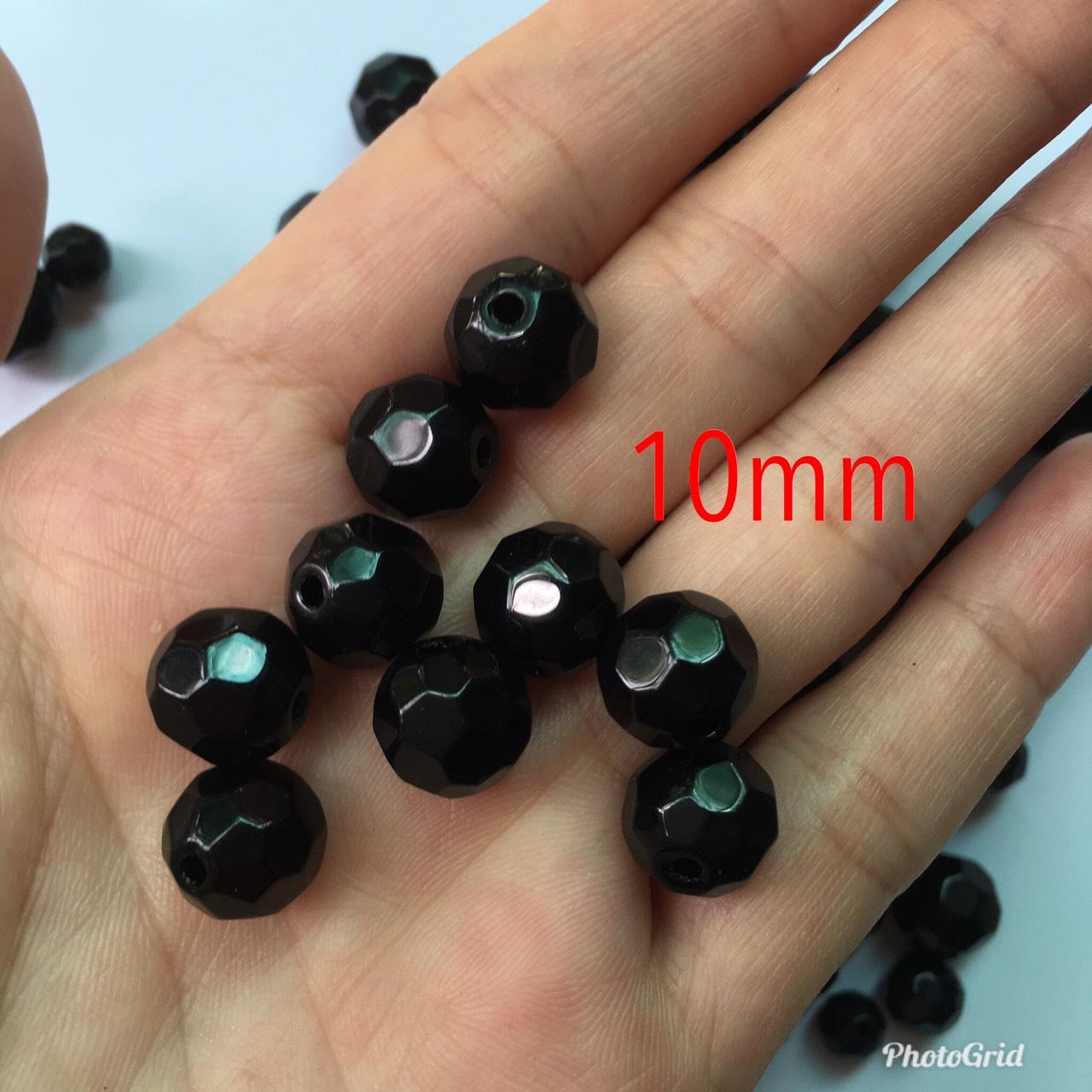 🍀🌺hạt đá đen mặt VÁT, chọn size 6-10mm