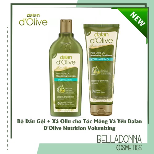 Bộ Dầu Gội 400ml + Dầu Xả 200ml Olive Cho Tóc Mỏng Và Yếu Dalan D'Olive Nutrition Volumizing