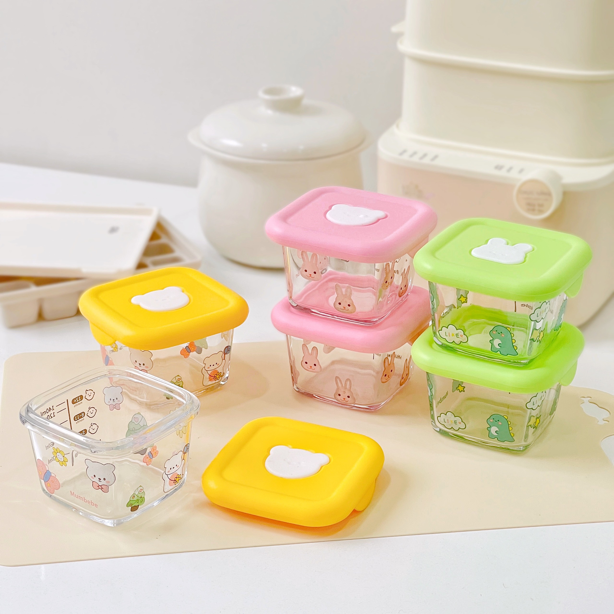 Bát Thuỷ Tinh Đựng Đồ Cho Bé Ăn Dặm Có Vạch Chia Ml - Hộp Trữ Đông Thực Phẩm Có Nắp Cho Bé Và Gia Đình