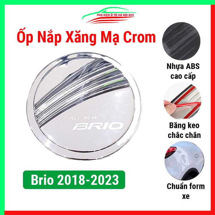 Ốp nắp bình xăng ô tô Honda Brio 2018-2023 mạ crom, nhựa ABS cao cấp, chống trầy xước, trang trí xe hơi