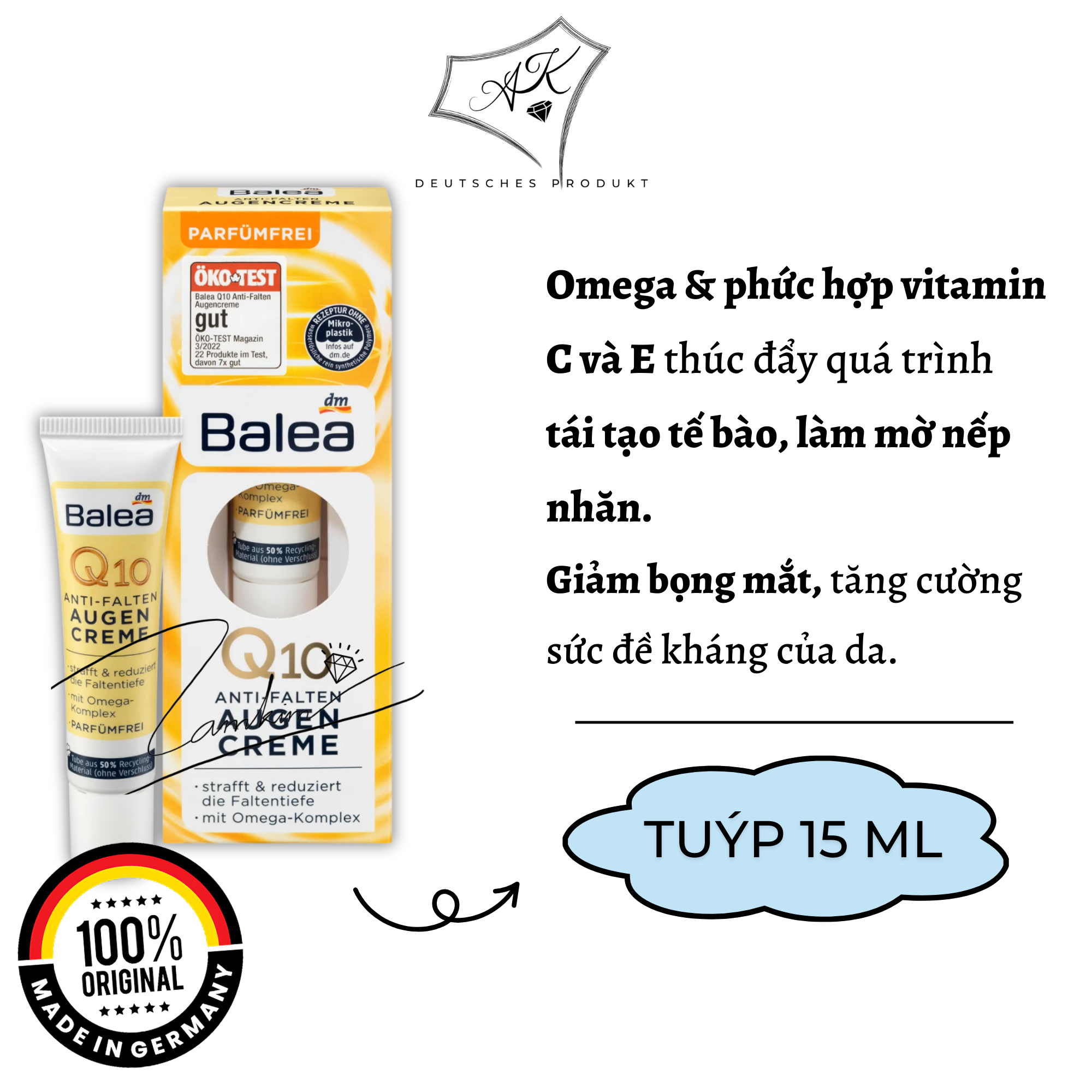 [ Hàng Đức ] Lăn dưỡng mắt Balea - Đức - 15ml