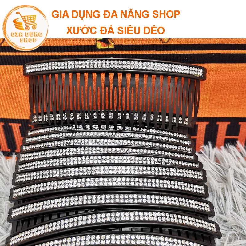 Cài Tóc Mái, Lược Cài Tóc Mái Cố Định, Lược Xước Đính Đá Siêu Dẻo Cỡ Lớn (không bao giờ gãy)