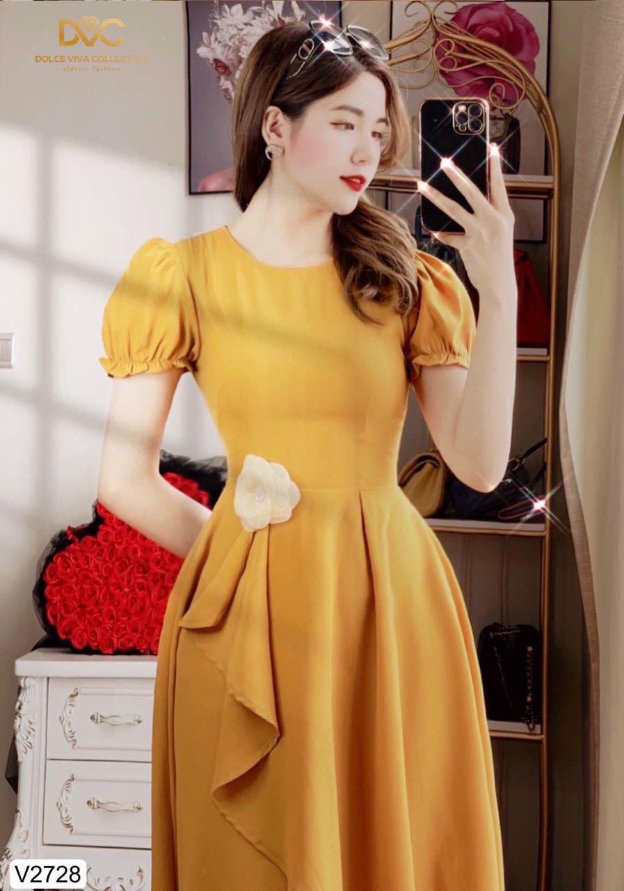 ĐẦM XÒE TIỂU THƯ DỰ TIỆC ĐÍNH HOA EO DỄ THƯƠNG