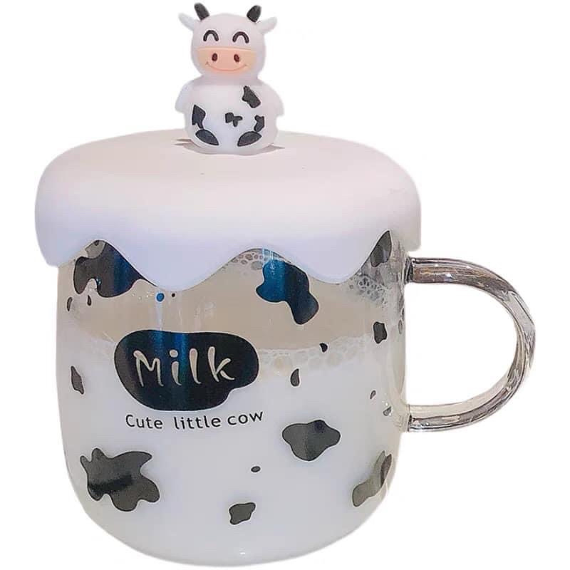Cốc Ly Bò Sữa Thủy Tinh 450ml Siêu Cute