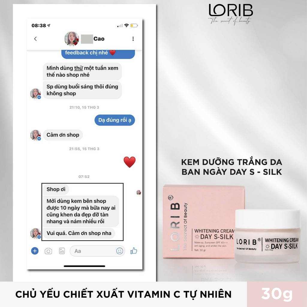 Kem Dưỡng Trắng Da Ban Ngày LoriB S-SILK