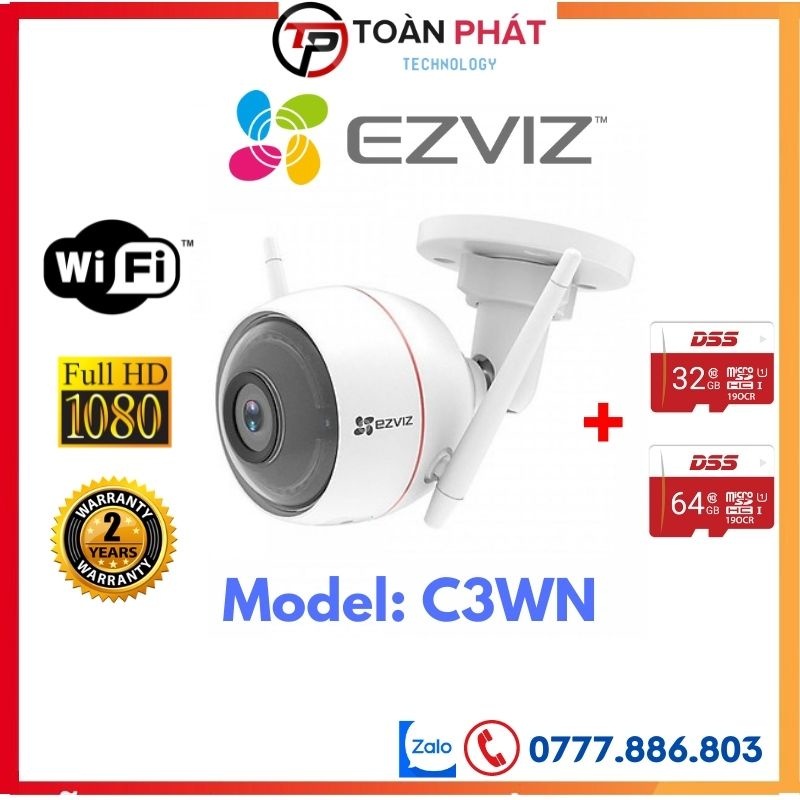 Camera wifi Ezviz C3WN Full HD 1080P 2MP Không dây giá rẻ, Camera giám sát eviz- Bảo hành 2 Năm