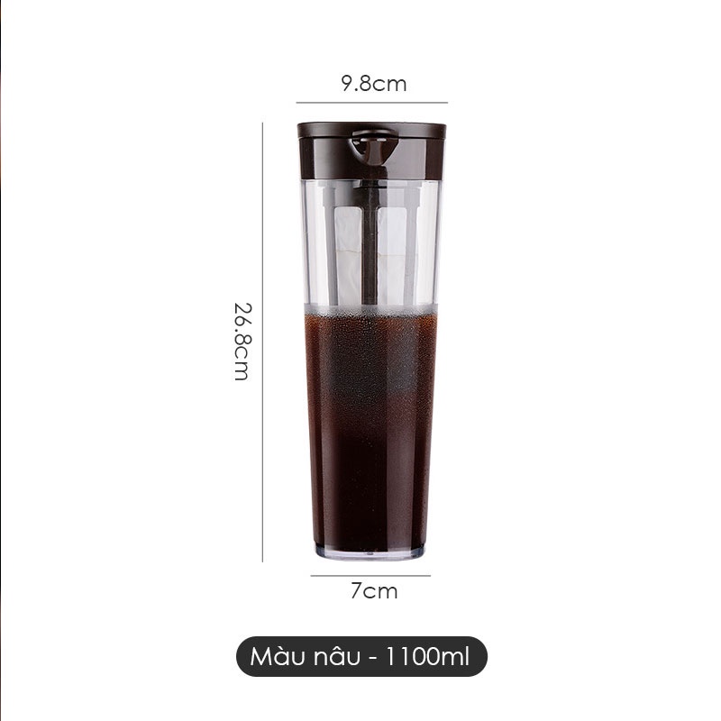 Bình pha cà phê Cold Brew Bình pha cafe cà phê ủ lạnh 1100ml Bình pha trà ABS Vòng đệm silicon dày dặn Phin pha cafe ​Coffee maker DODO
