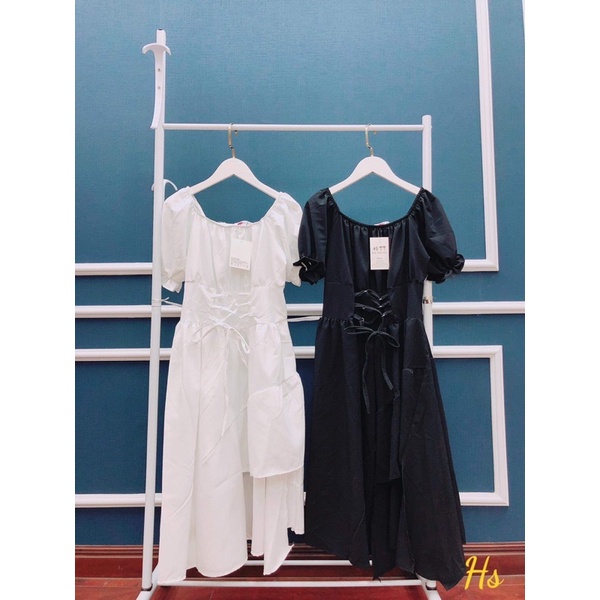 Váy đan bụng lệch tầng xẻ tà HSU1