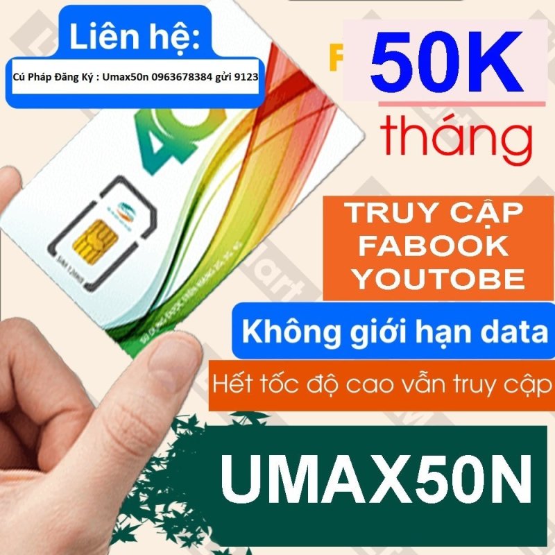Sim 4G Viettel UMAX50N Data Không giới hạn, Max băng thông, Thoải mái xem phim, chơi game, dùng toàn quốc từ MƯỜNG THANH ROYAL