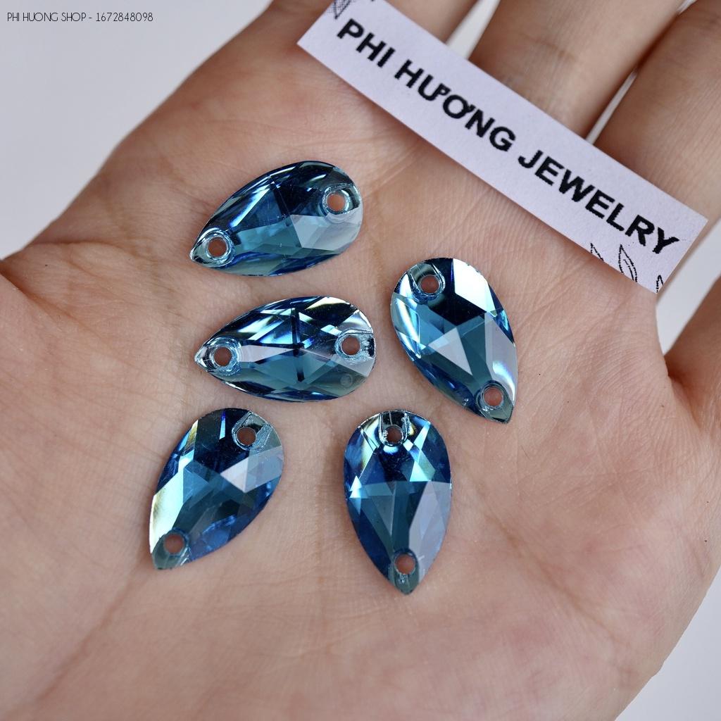 Gói 50 hạt đá giọt nước tráng bạc size 7x12mm, 10x18mm nhiều màu đính kết quần áo