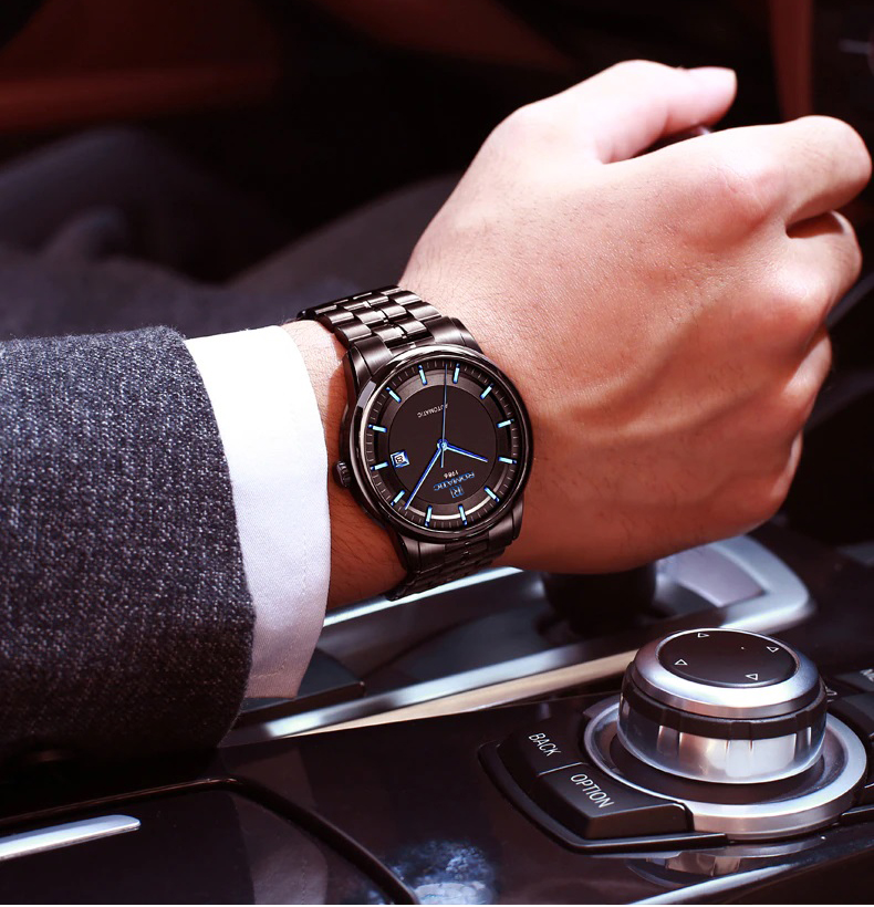 Đồng hồ Nam ROMATIC 1986 Máy GERMANY, Khóa Bướm Cao Cấp, Dây Thép Đúc Đặc Không Gỉ