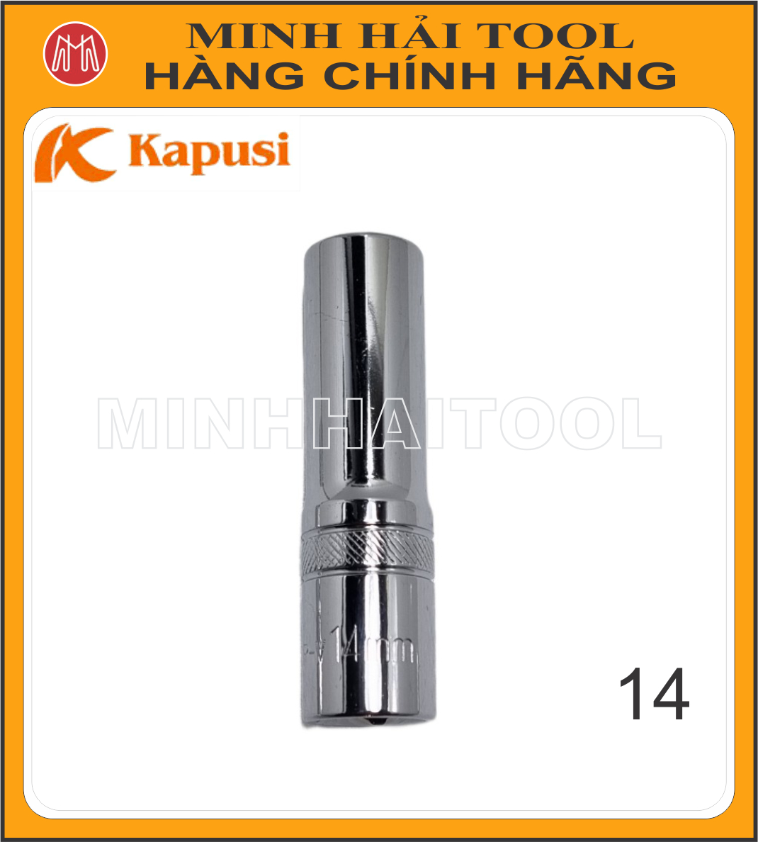Kapusi Japan – Đầu tuýp 1/2” dài 78mm, cỡ 10mm (K-6572) và 14mm (K-6576). Chất liệu: Thép Cr-V mạ Chrome