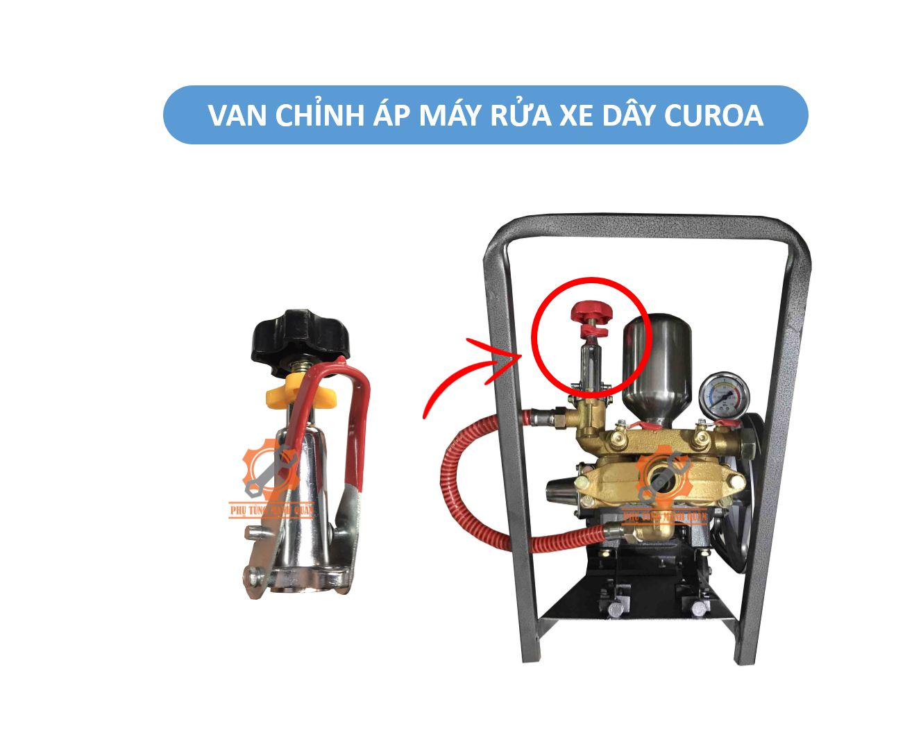 Cụm van chỉnh áp máy rửa xe chạy dây curoa
