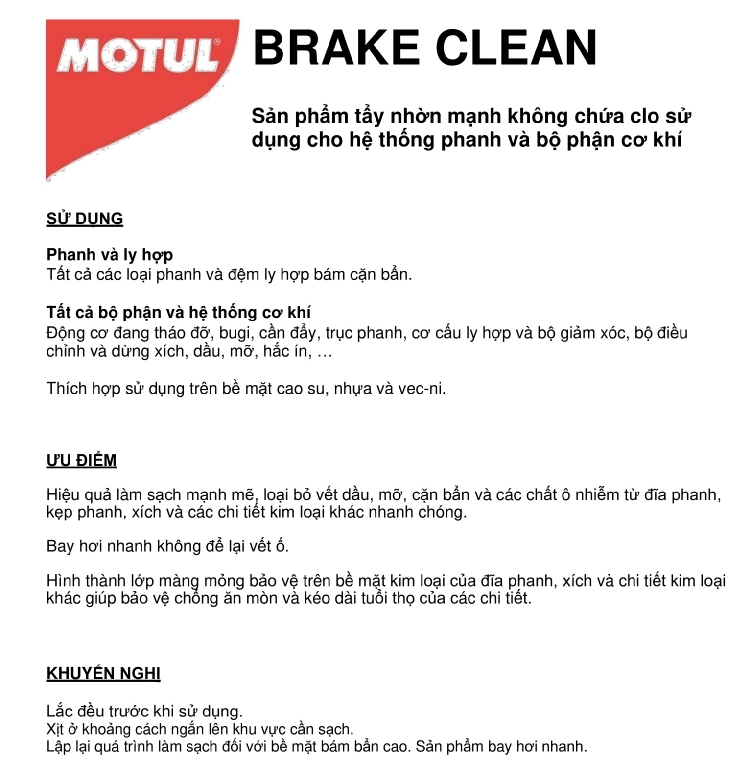 Vệ sinh hệ thống phanh thắng - BRAKE CLEAN 420ml