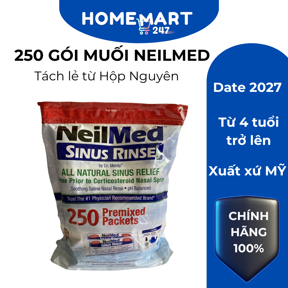 MUỐI NEILMED RỬA MŨI 250 GÓI MUỐI - HÀNG TÁCH LẺ