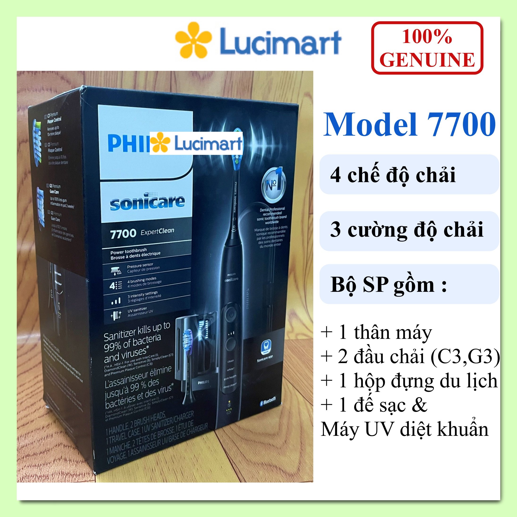 Bàn chải điện Phi.lips Sonicare 7300, 7500 ExpertClean [Hàng Mỹ]