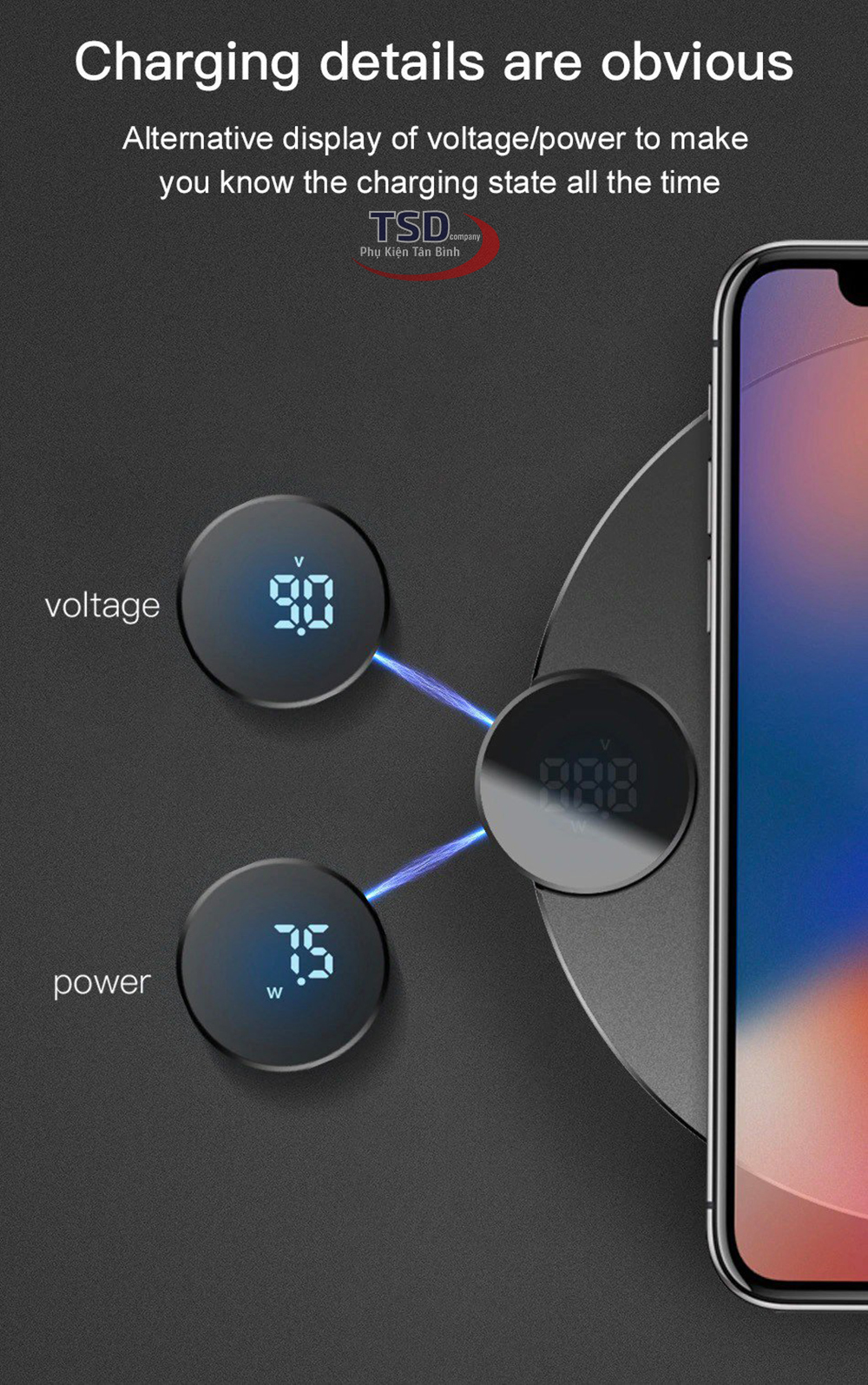 [HCM]Đế Sạc Nhanh Không Dây Baseus Digital LED Display ( Qi Wireless Quick Charger )