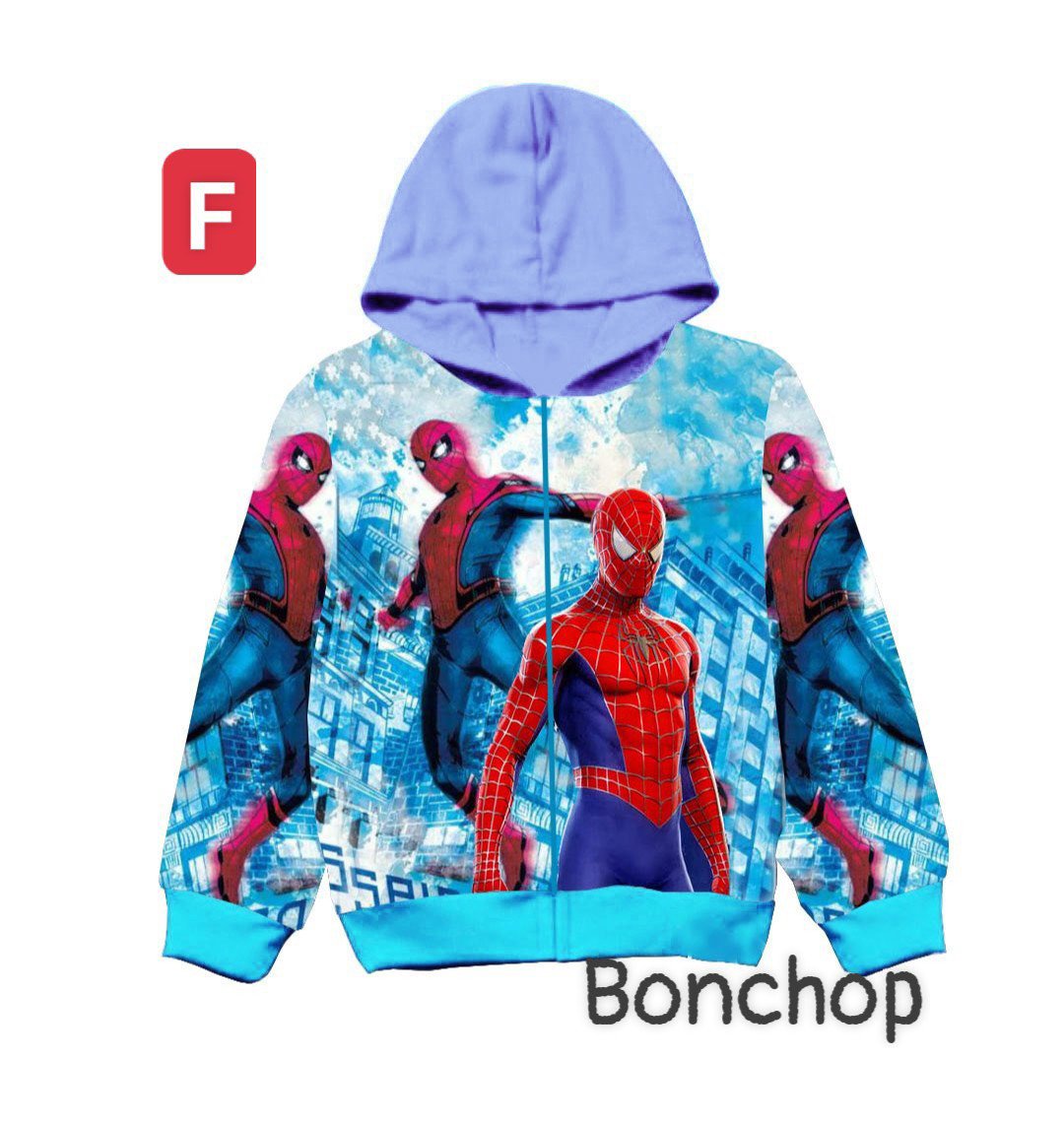 Áo Khoác Bé Trai 20kg-30kg-45kg Siêu Nhân CapTain Người Nhện Marvel Siêu Anh Hùng