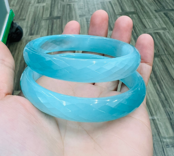 ( HOT) VÒNG TAY LIỀN KHỐI ĐÁ MẮT MÈO CẮT GIÁC XANH DƯƠNG DKT-221-ĐỦ NI TAY