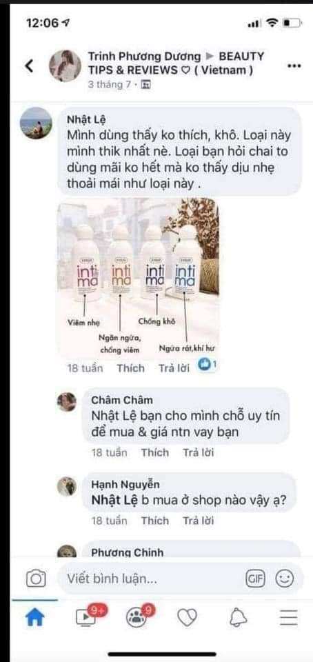 Dung Dịch Vệ Sinh Phụ Nữ Intima.