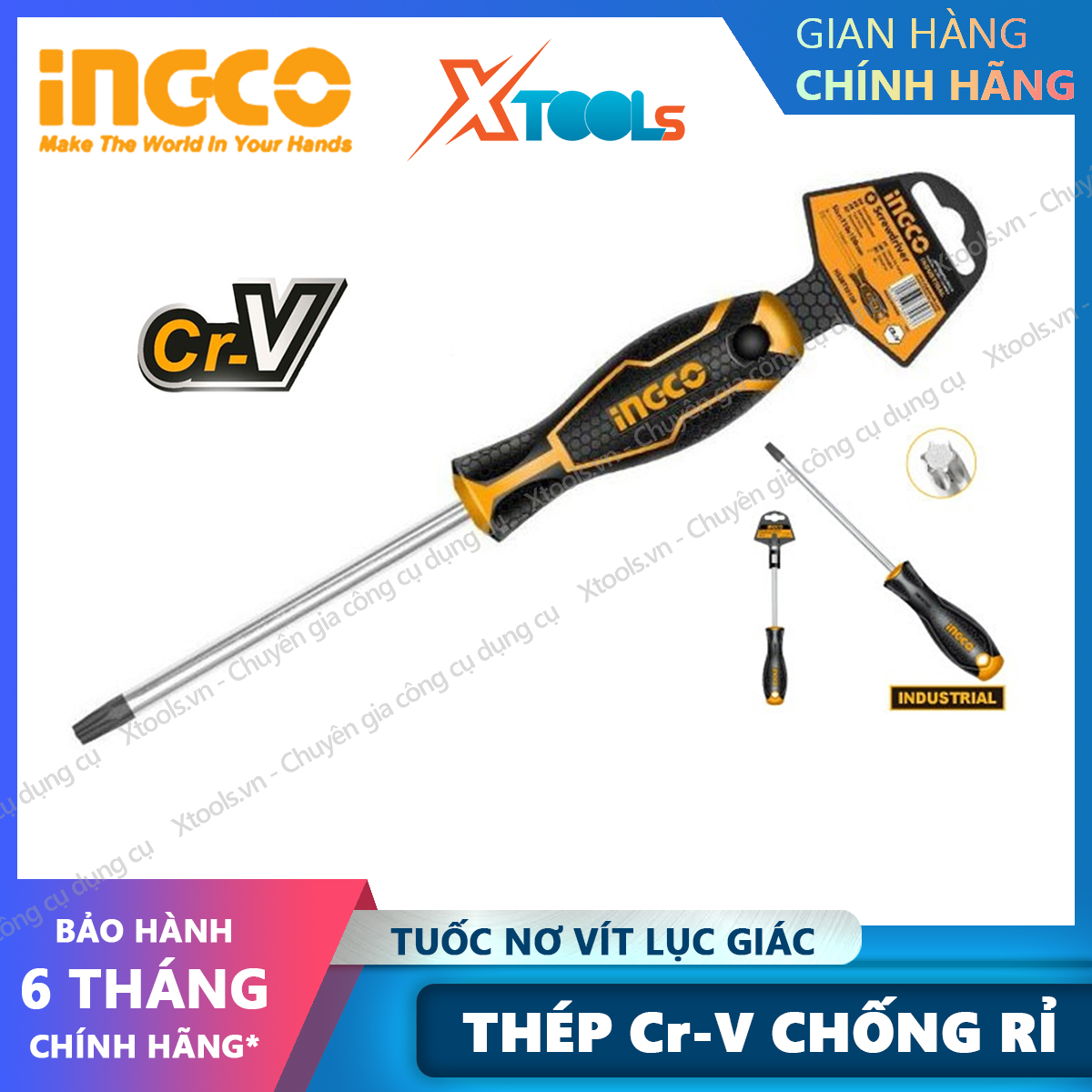 Hexagonal screwdrivers head snuff magnet ingco 5-6mm steel CR-V superhard anti-rust screwdriver screwdriver snuff ốc automatic screw [Xtool] [xsafe]