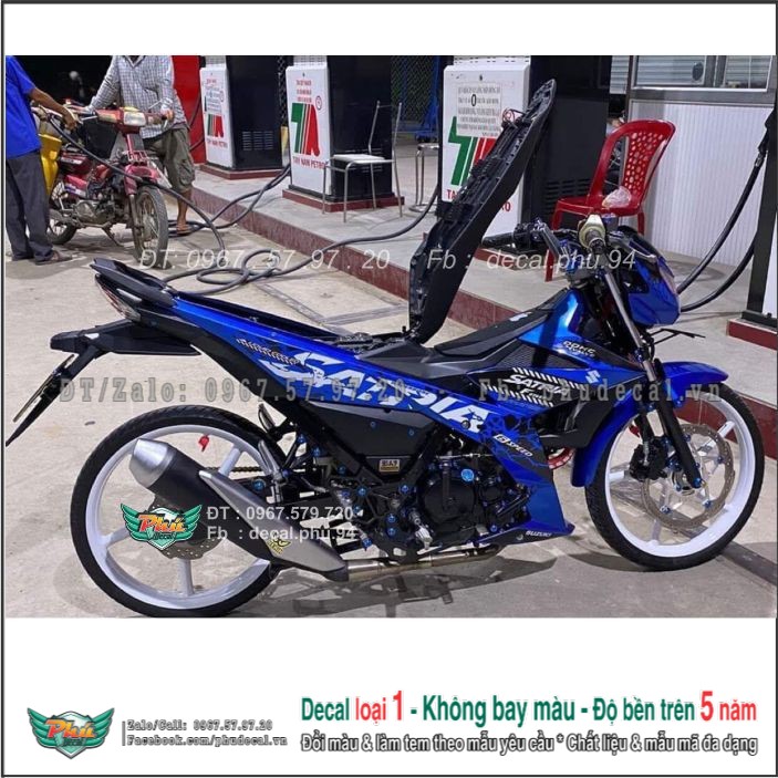 Tem rời Satria Xanh đen trắng Hàng loại 1.
