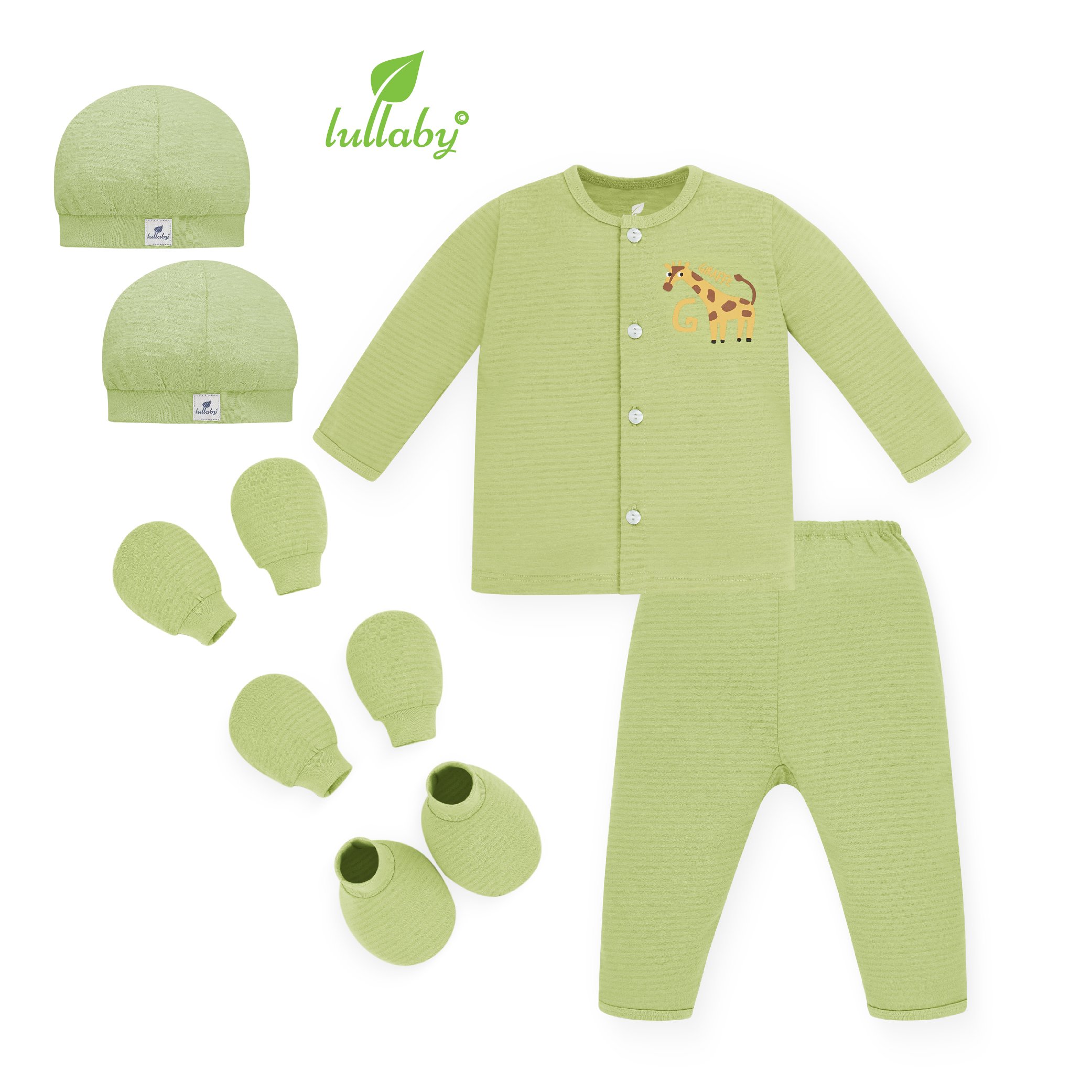 Lullaby - Combo Sơ Sinh (1 Bộ Quần Áo - 2 Mũ - 2 Đôi Bao Tay - 1 Đôi Bao Chân) NH68707172B