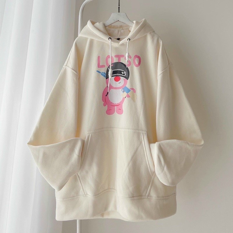 Áo hoodie áo khoác nỉ ngoại lót bông gấu lottso kính unisex nữ siêu đẹp siêu dễ thương hot - tp567