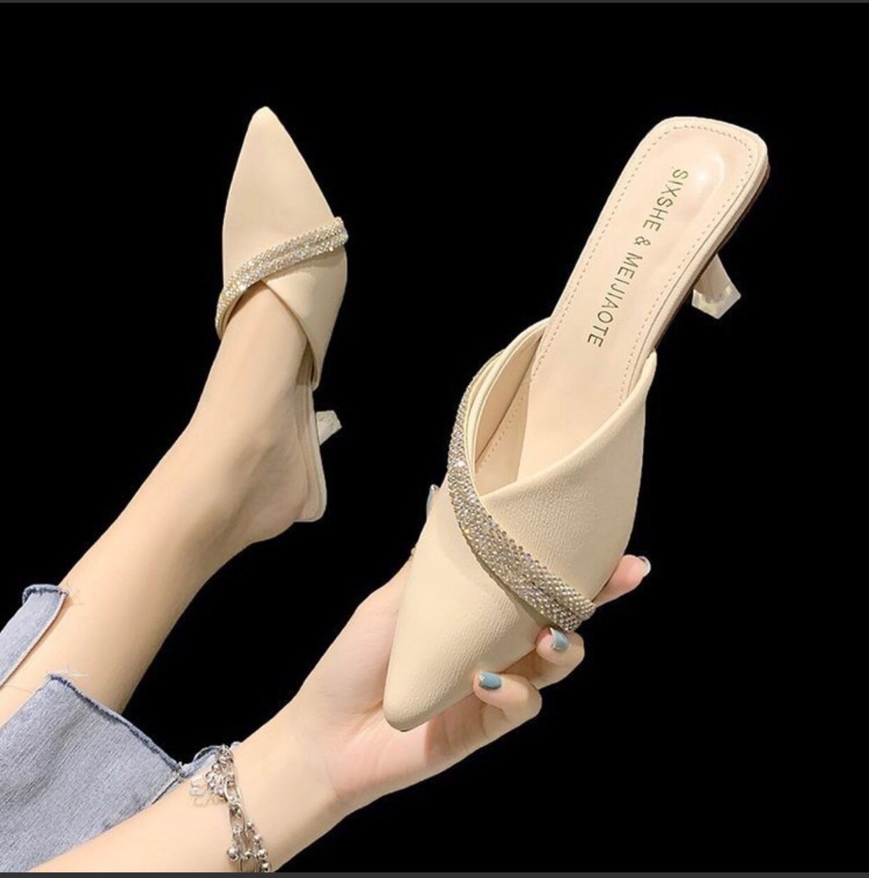 Sục da💖FREESHIP💖 giày cao gót mũi nhọn 5cm