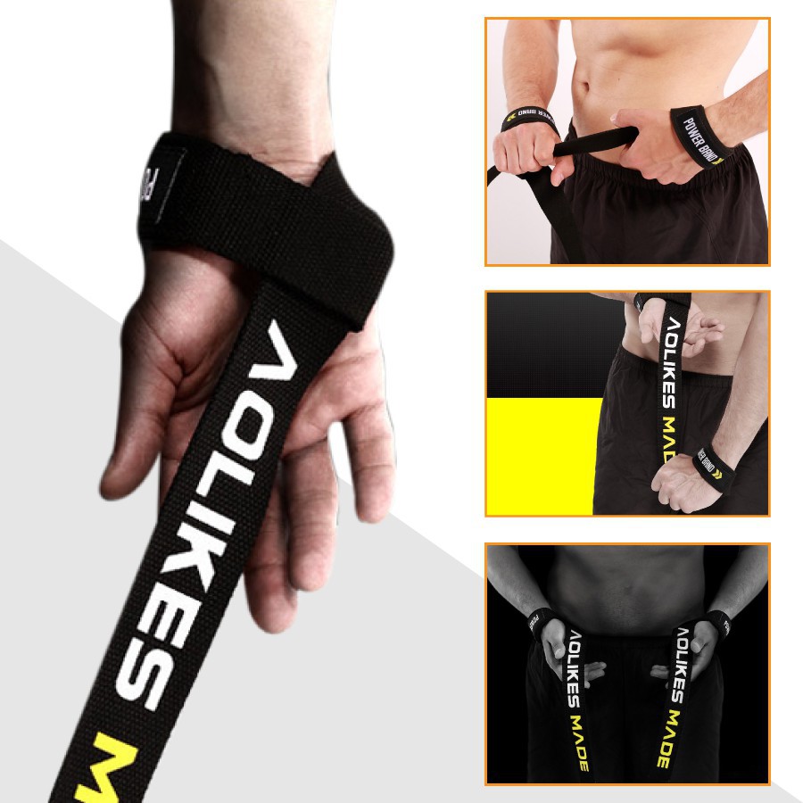 Dây kéo lưng - Deadlift GYM Cao Cấp  Aolikes 7637 (1 Đôi )