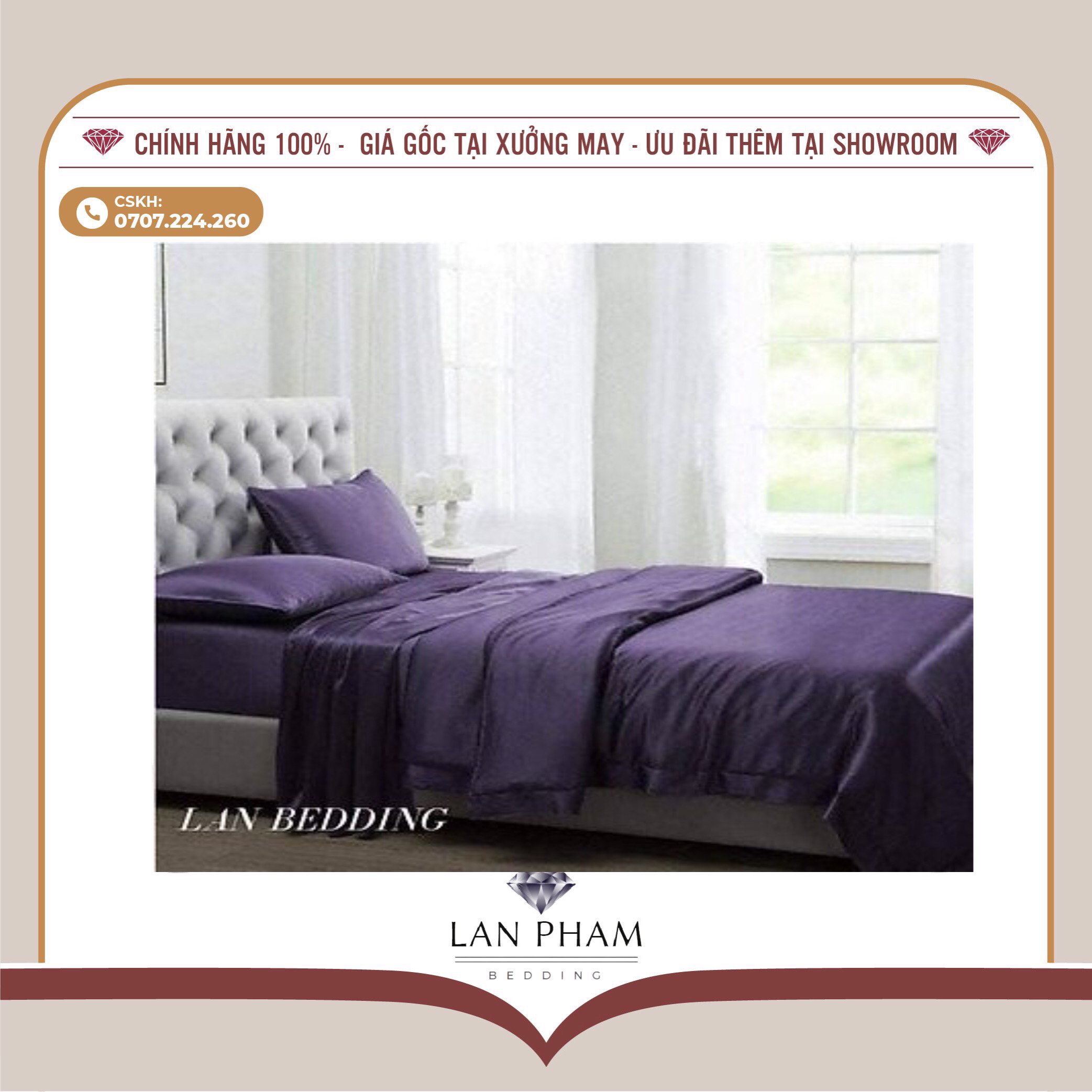 GA - DRAP GIƯỜNG LẺ PHI LỤA TÍM THAN LAN BEDDING