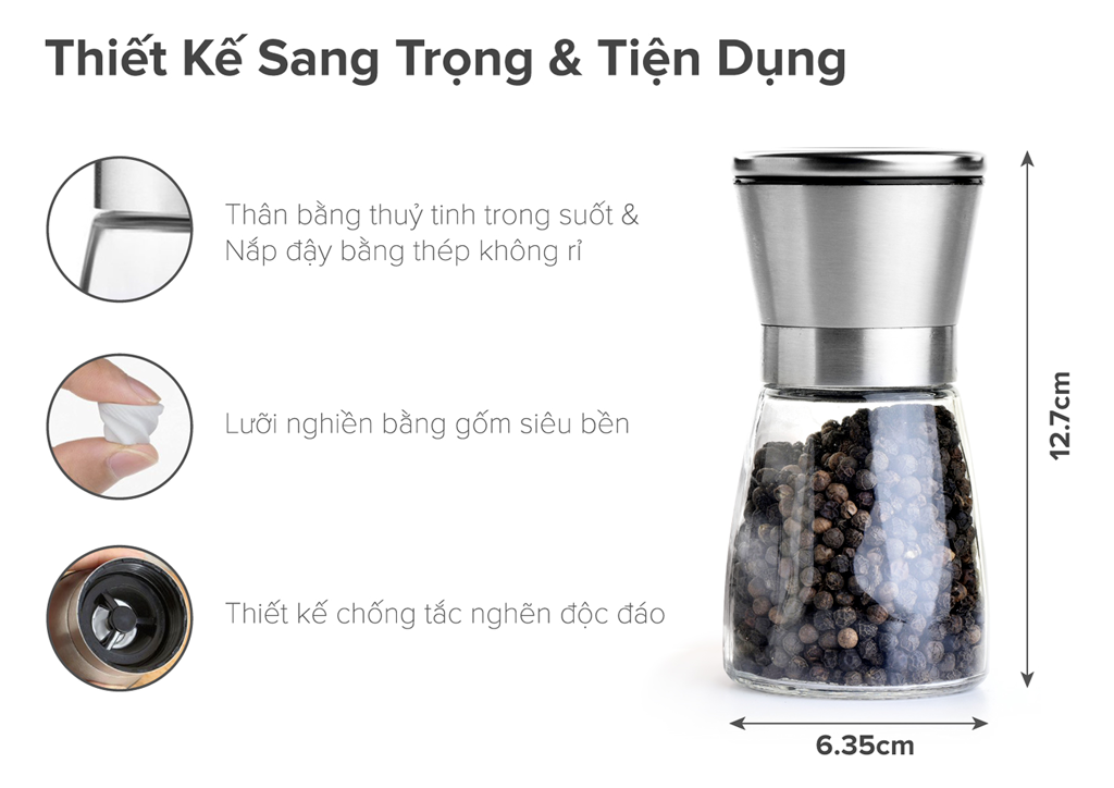 Dụng Cụ Xay Tiêu Thuỷ Tinh Benchusch