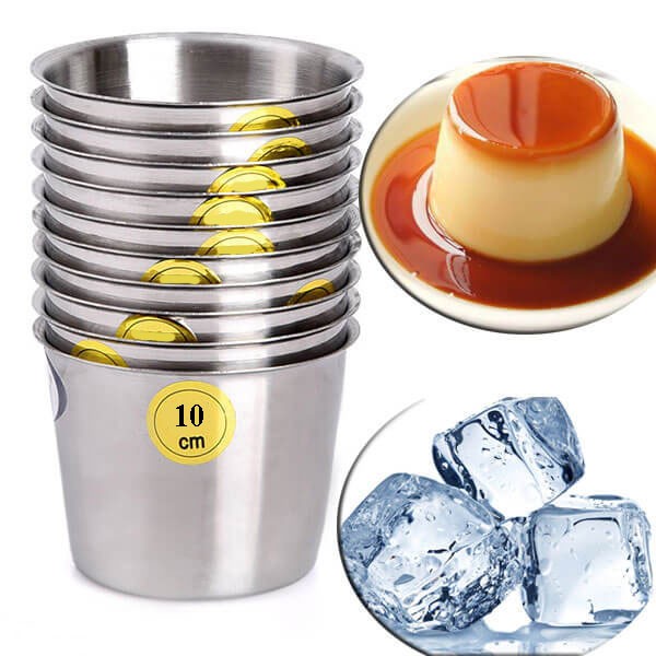Combo 10 ly làm nước đá inox size 9cm -10 cm sáng bóng