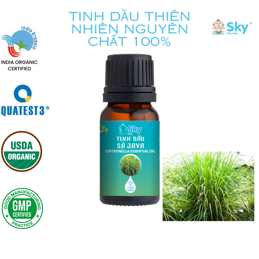 Tinh Dầu Sả Java Thiên Nhiên Nguyên Chất, Có Kiểm Định.