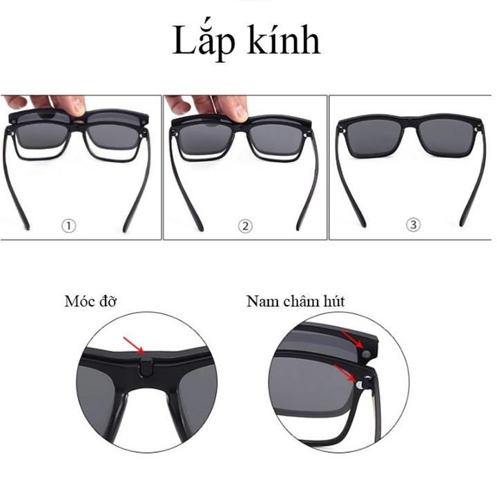 [HCM]BỘ KÍNH THỜI TRANG THỂ THAO 5IN1 HÍT NAM CHÂM 2202A [ TẶNG KÈM TÚI DA ĐỰNG KÍNH ] & GỌNG KÍNH