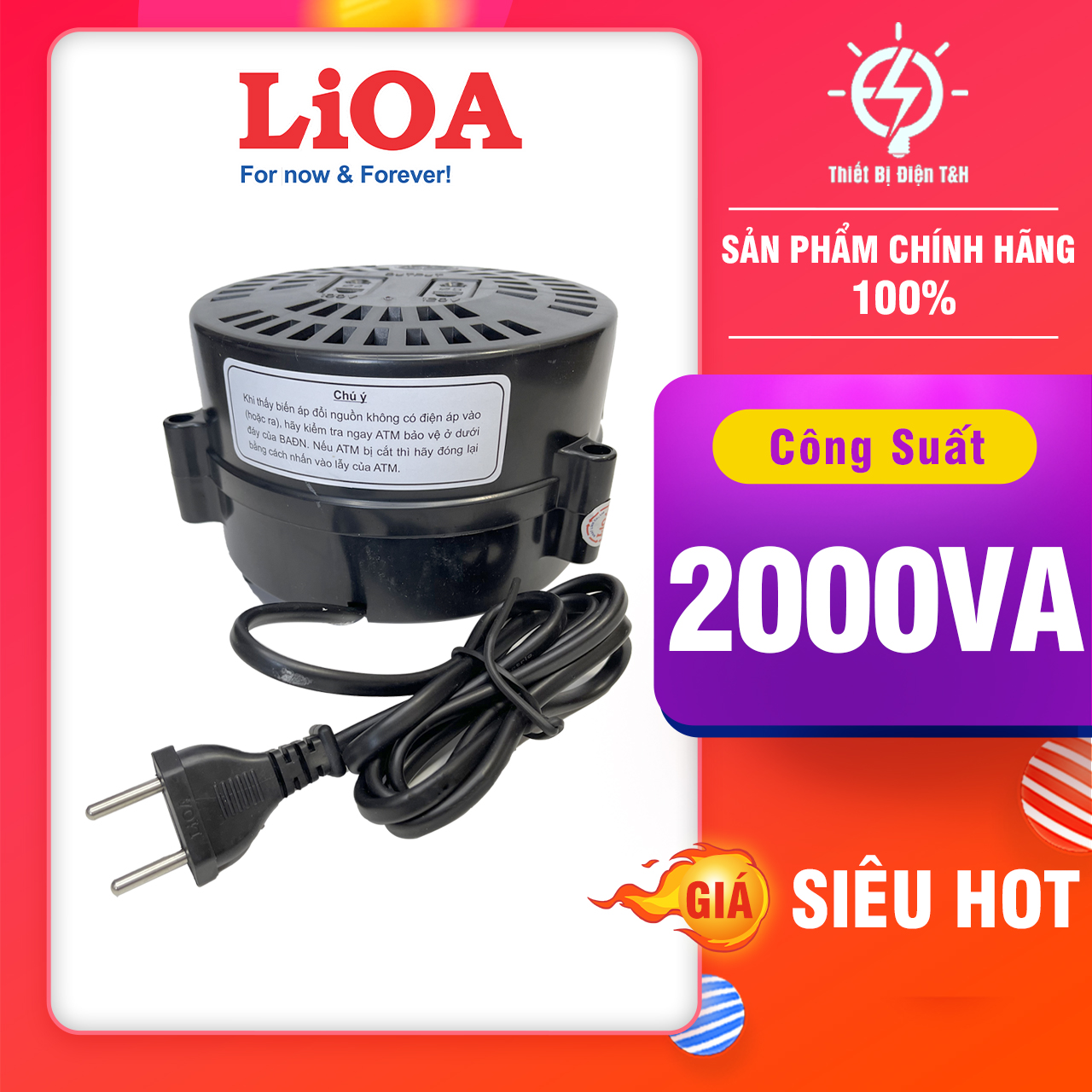 Biến áp 220v ra 110v, biến áp tự ngẫu lioa, dn020, công suất 2.0kva, 2000va