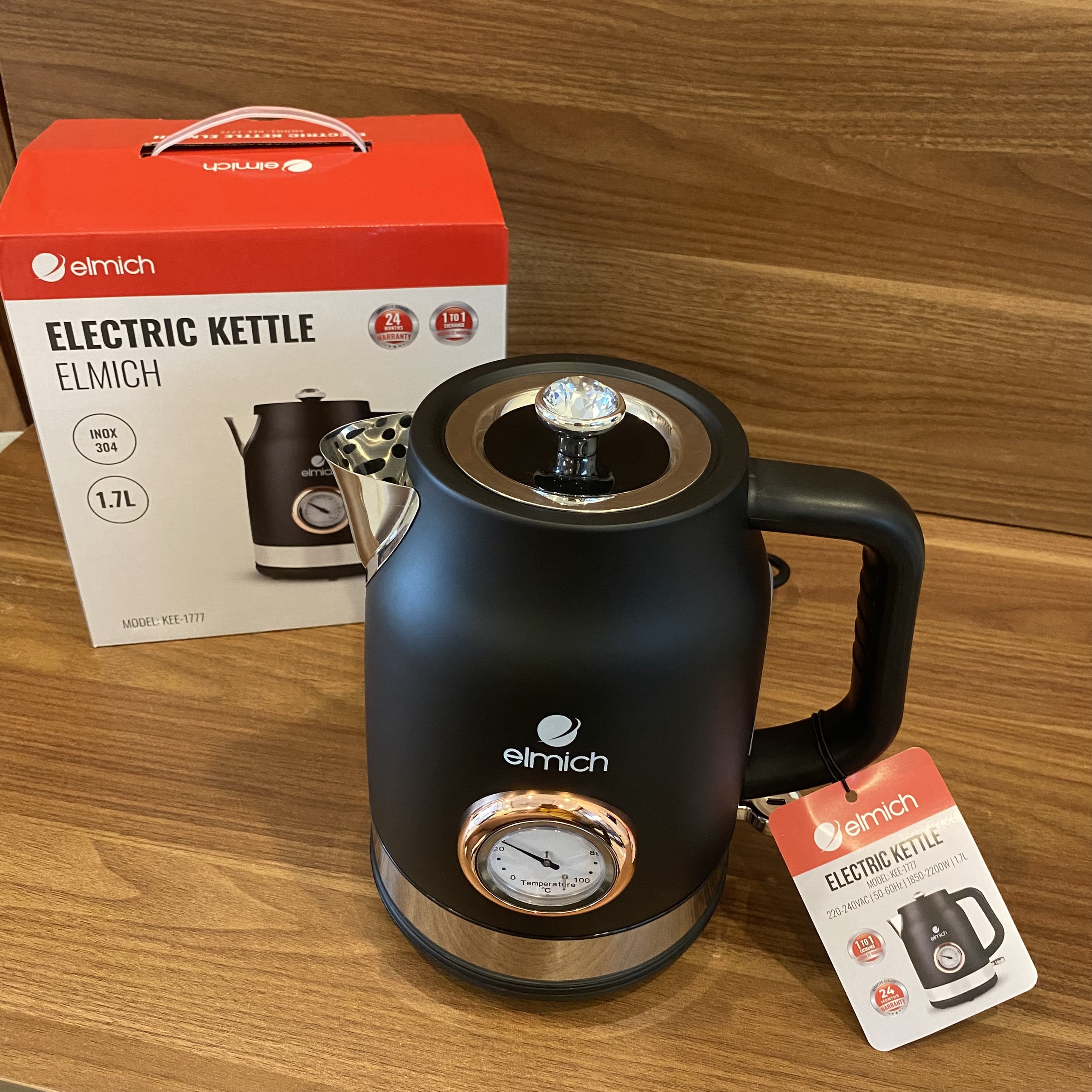 Ấm đun nước siêu tốc Elmich KEE1777 (Dung tích 1.7L, Mầu Đen, Bảo hành 36 tháng)