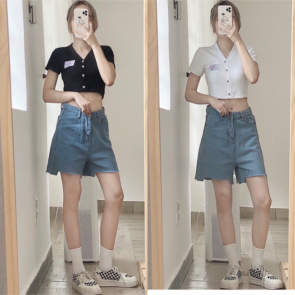☀️SET QUẦN JEANS NGỐ ULLZANG + CROP V LOGO
