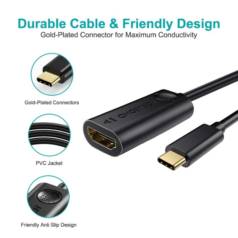 Hub chuyển đổi Choetech HUB-H04 từ Type C sang HDMI (âm)  (Hàng chính hãng)