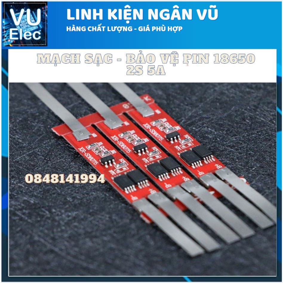 Mạch bảo vệ pin 2s 8.4v 5a 2s-2 kèm kẽm hàn - bms cho pin sạc 2s 8.4v