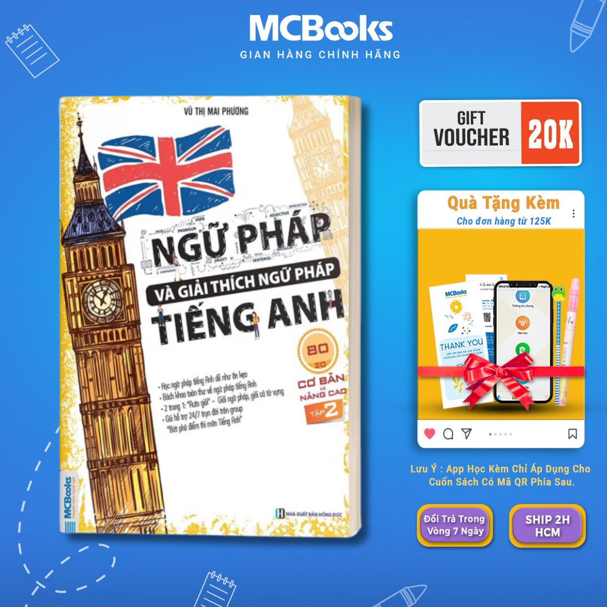 Sách - Ngữ pháp và giải thích ngữ pháp Tiếng Anh cơ bản và nâng cao 80/20 - Tập 2 - McBooks