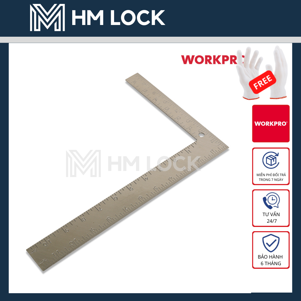 Thước thép đo góc vuông 200600mm workpro - wp264008 - wp264009