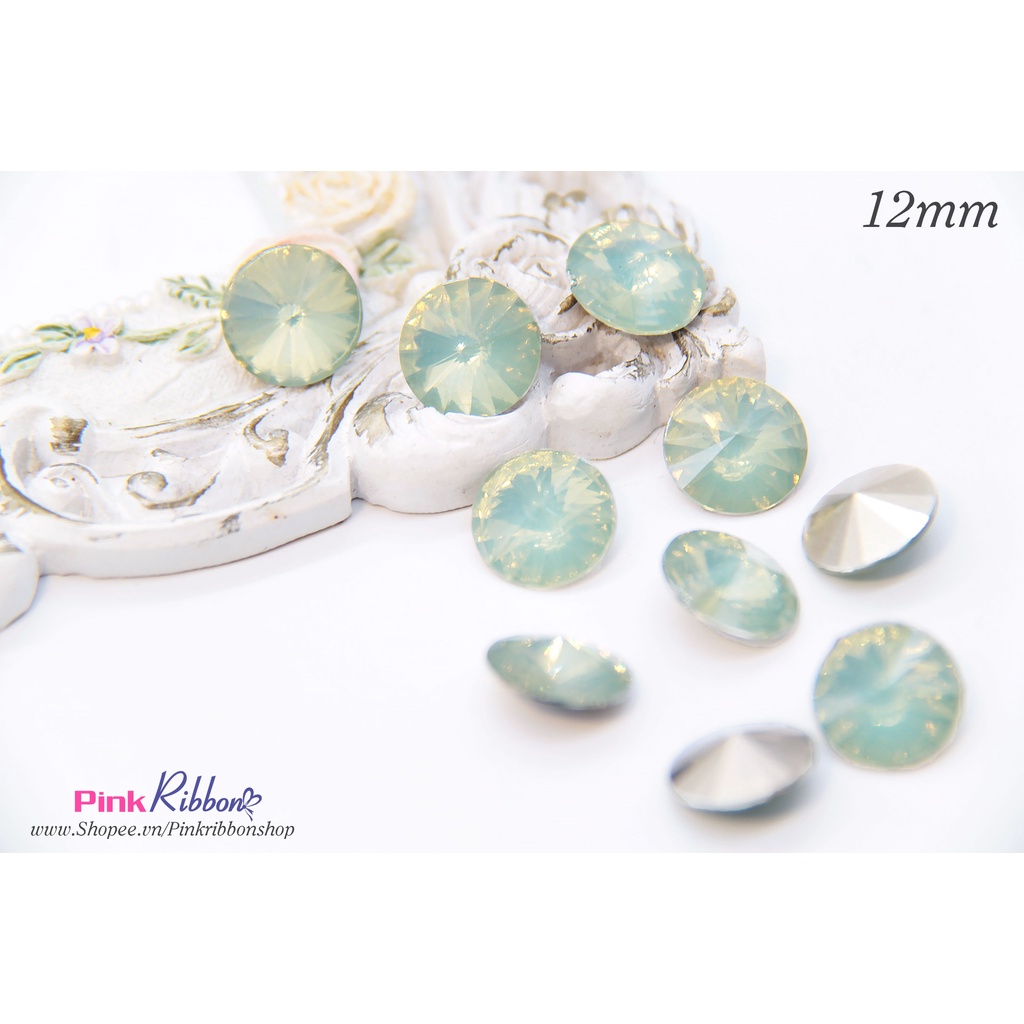 SET 10 HẠT - Hạt nhựa tròn đế  giả đá 12mm